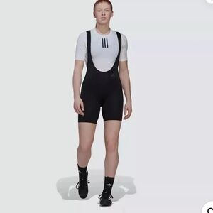 ADIDAS small Tights Essentials 3-stripes Padded Cycling Bib Shorts in black NWT